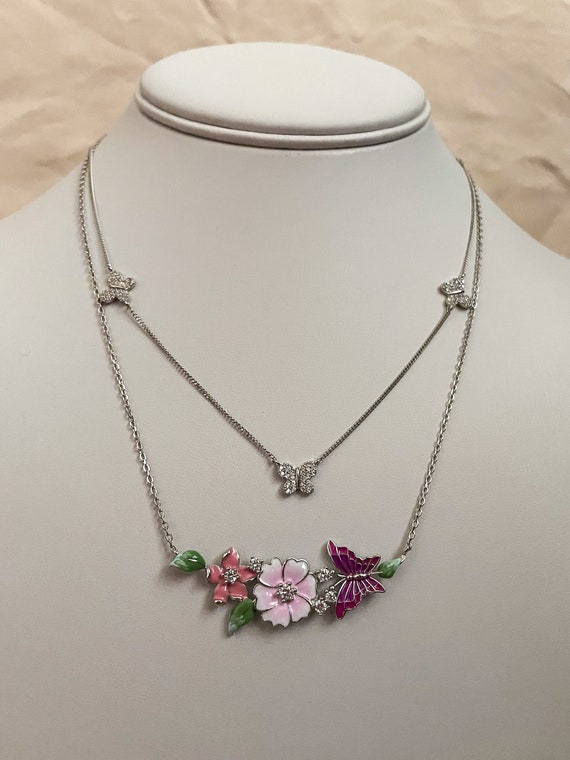 Sterling Silver CZ Butterfly Necklace 