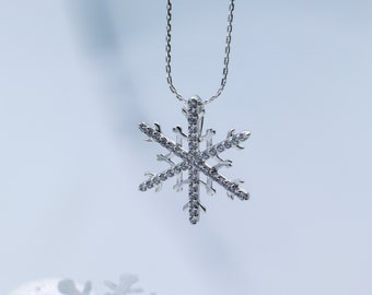 Collana Da Donna Con Ciondolo A Forma Di Fiocco Di Neve In Argento Sterling 925 Al 100 - Foto 8
