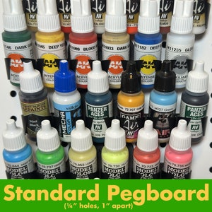Dropper Bottle (17/18ml) Paint Holder for Pegboard (Vallejo, Mig, Army Painter, AK, Andrea, Hataka, etc)