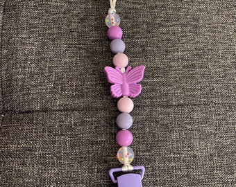 Hand Crafted Pacifier Dummy Clip * Fairy Princess 10"-12" 