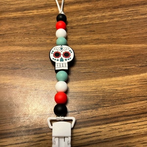 Sugar Skull Pacifier Clip - Etsy