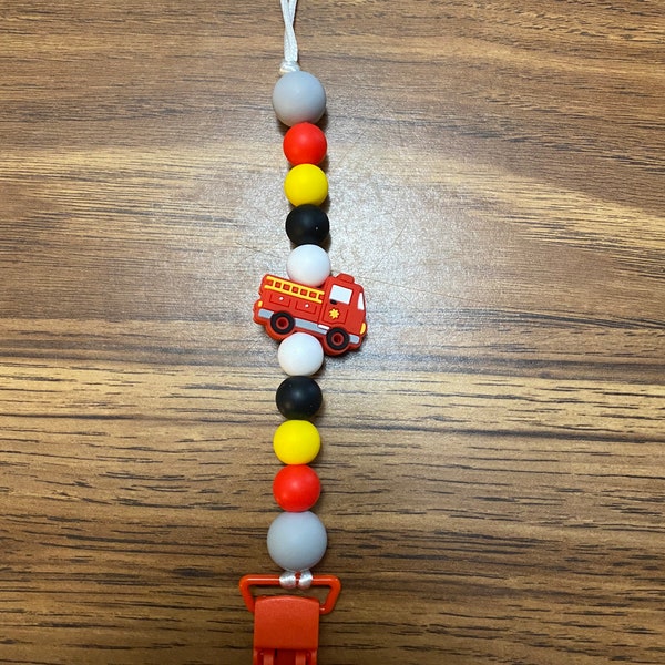 Fire truck pacifier clip