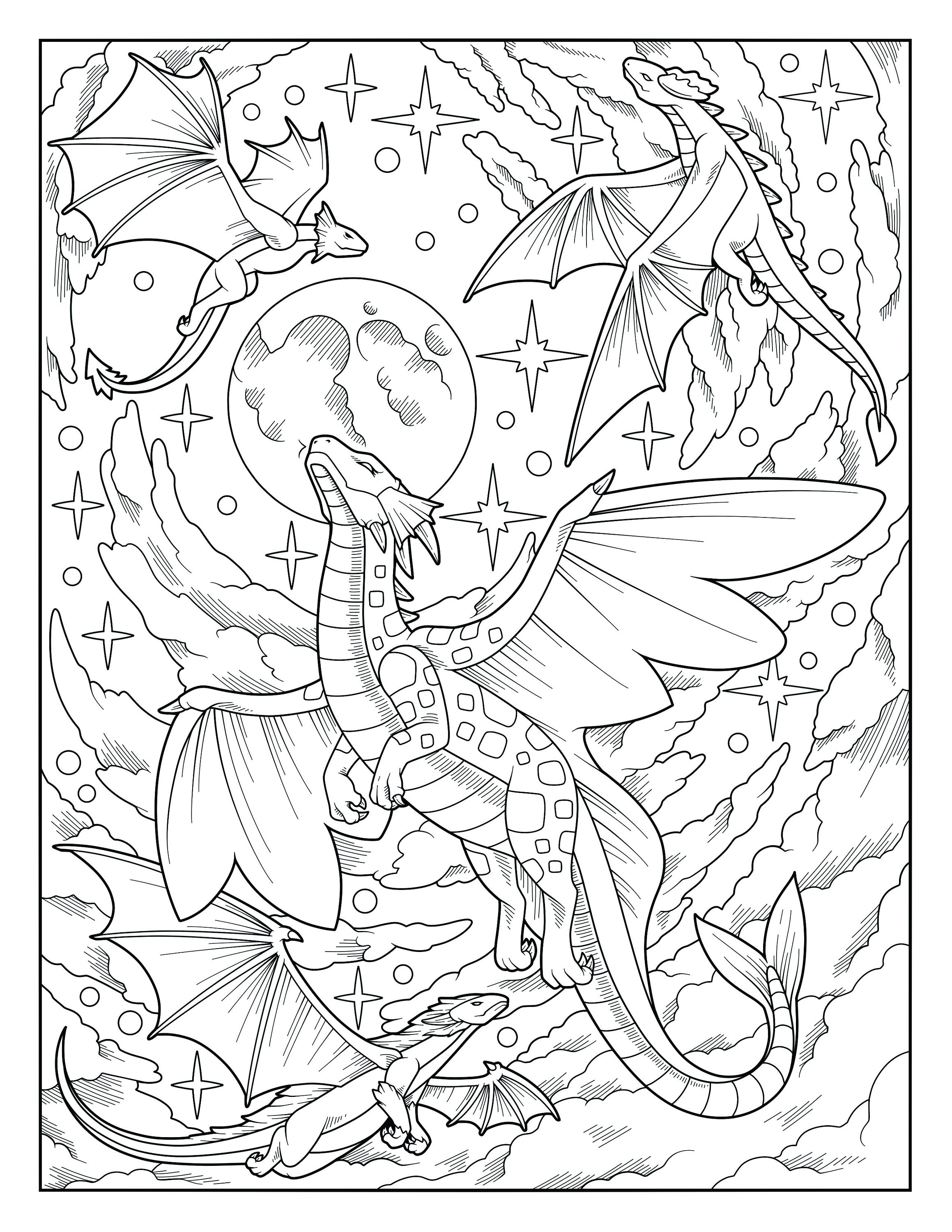 Five Dragon Coloring Pages to Enjoy! - Etsy