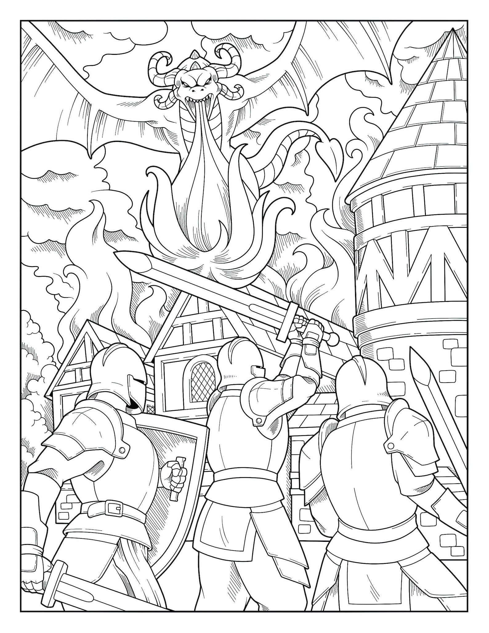 Five Dragon Coloring Pages to Enjoy! - Etsy