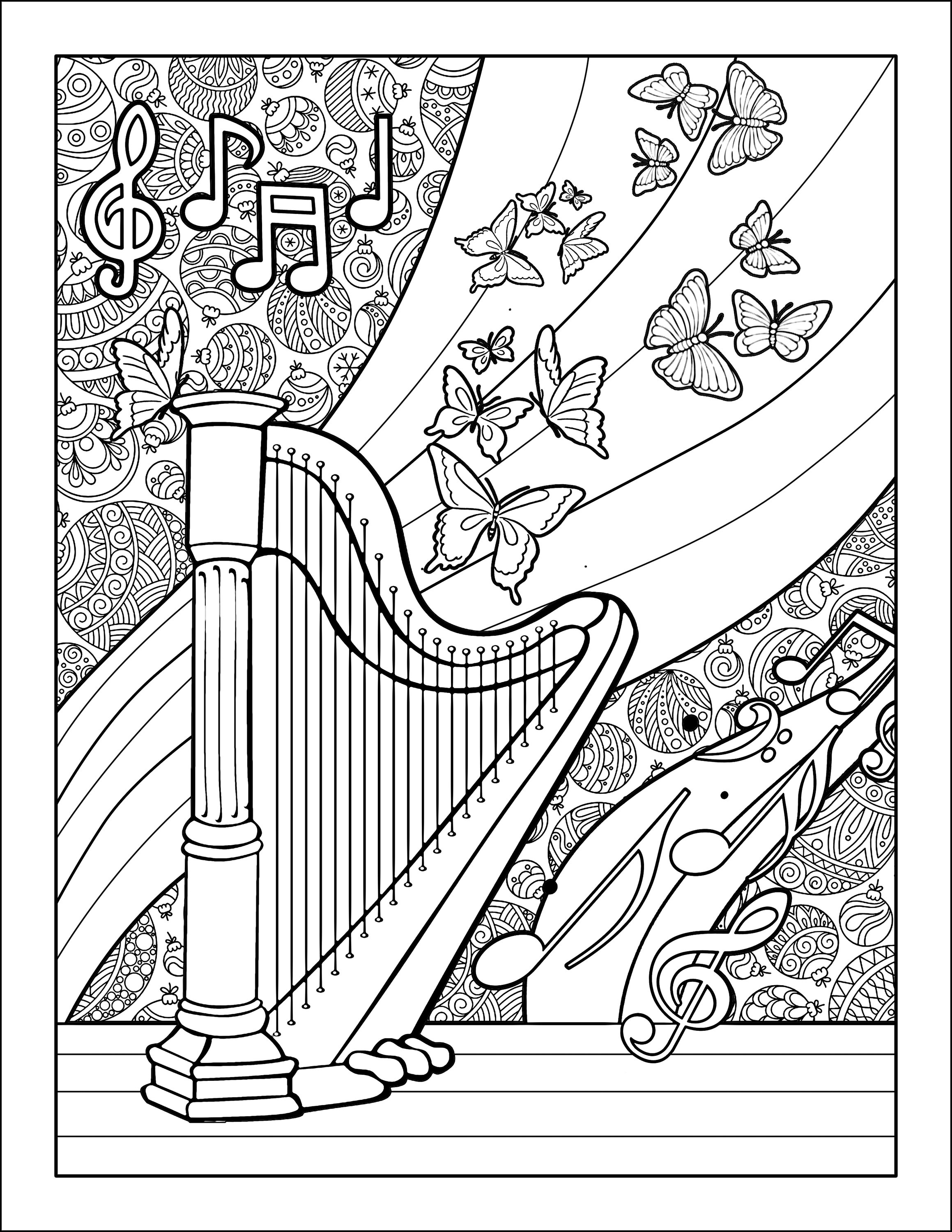 Children's-Themed Basic Musical Scene Coloring Pages to - Etsy 日本
