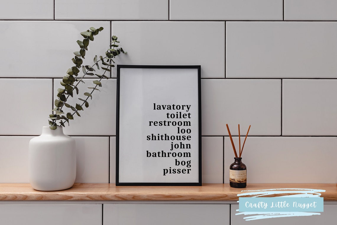 Funny Bathroom Print Bathroom Names Bathroom Decor Etsy