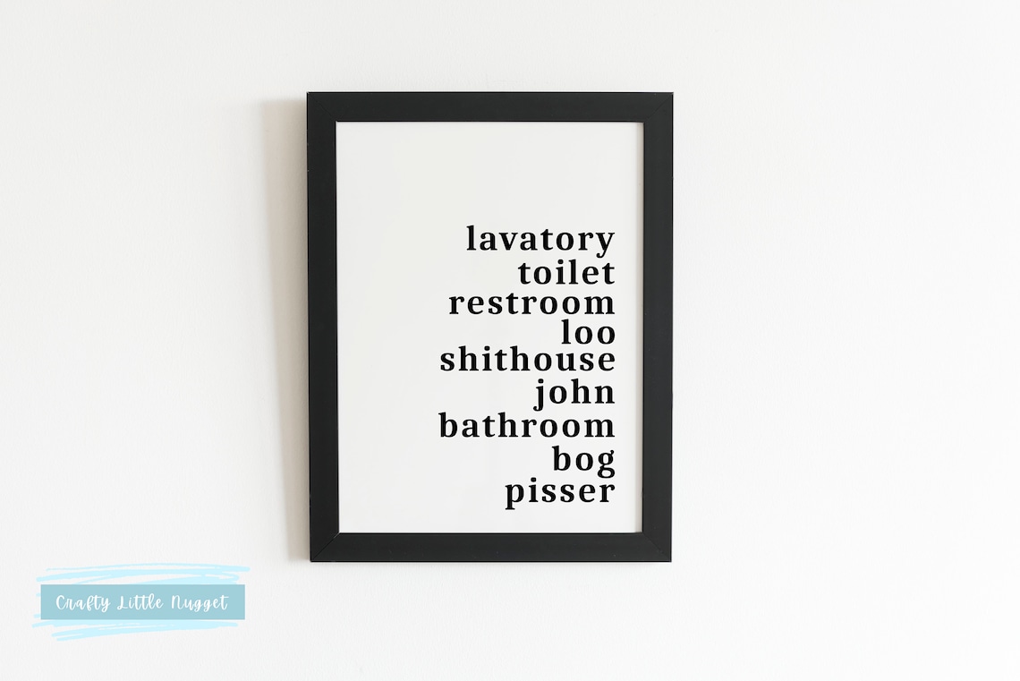 Funny Bathroom Print Bathroom Names Bathroom Decor - Etsy