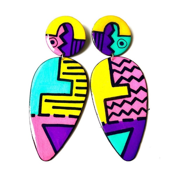 Hand Painted Saved By the Bell Inspired Two Teared Earrings