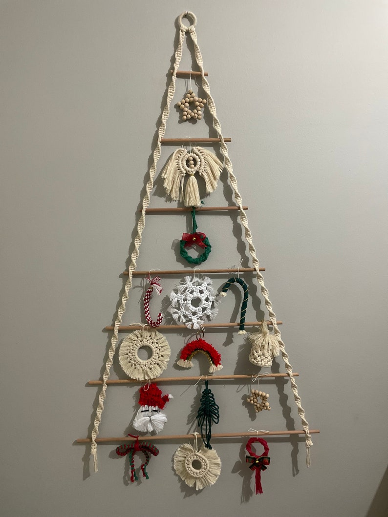 Boho Christmas Tree ,Modern Christmas, Unique hanging Tree, Holiday decor, Wooden Christmas decor, Macrame Christmas Tree, Deco Noel, Big image 2
