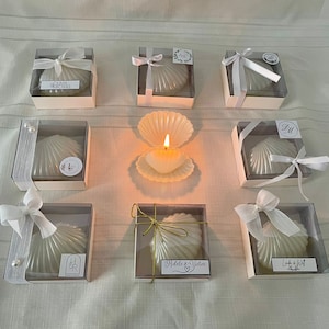 Personalized Shell Shaped Candle Wedding Favors, Custom Wedding Oyster Candle, Seashell Candle Wedding Favors, Beach Wedding Favors