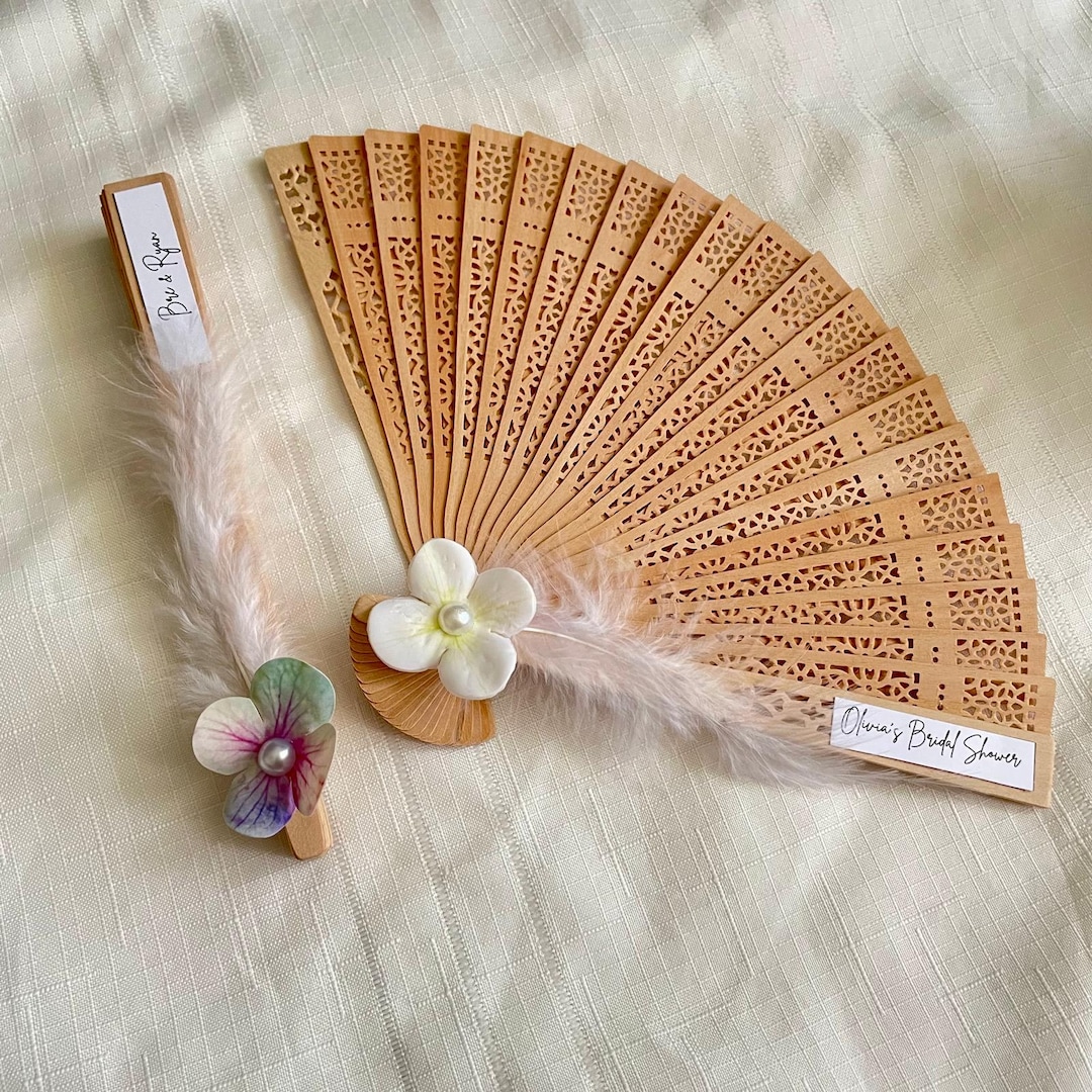 Hawaii Wedding Favors, Sandalwood Fan With Ribbon Design, Miami Wedding ...