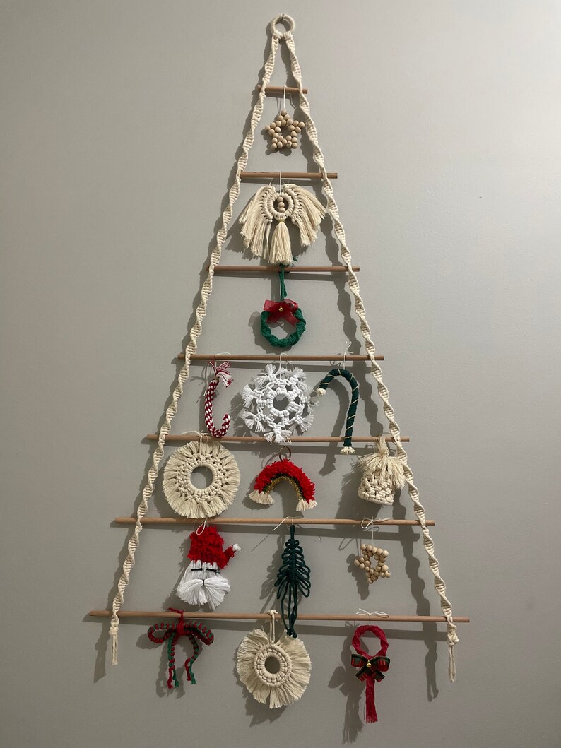 Boho Christmas Tree ,Modern Christmas, Unique hanging Tree, Holiday decor, Wooden Christmas decor, Macrame Christmas Tree, Deco Noel, Big image 7
