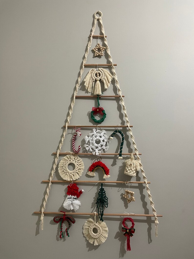 Boho Christmas Tree ,Modern Christmas, Unique hanging Tree, Holiday decor, Wooden Christmas decor, Macrame Christmas Tree, Deco Noel, Big image 8