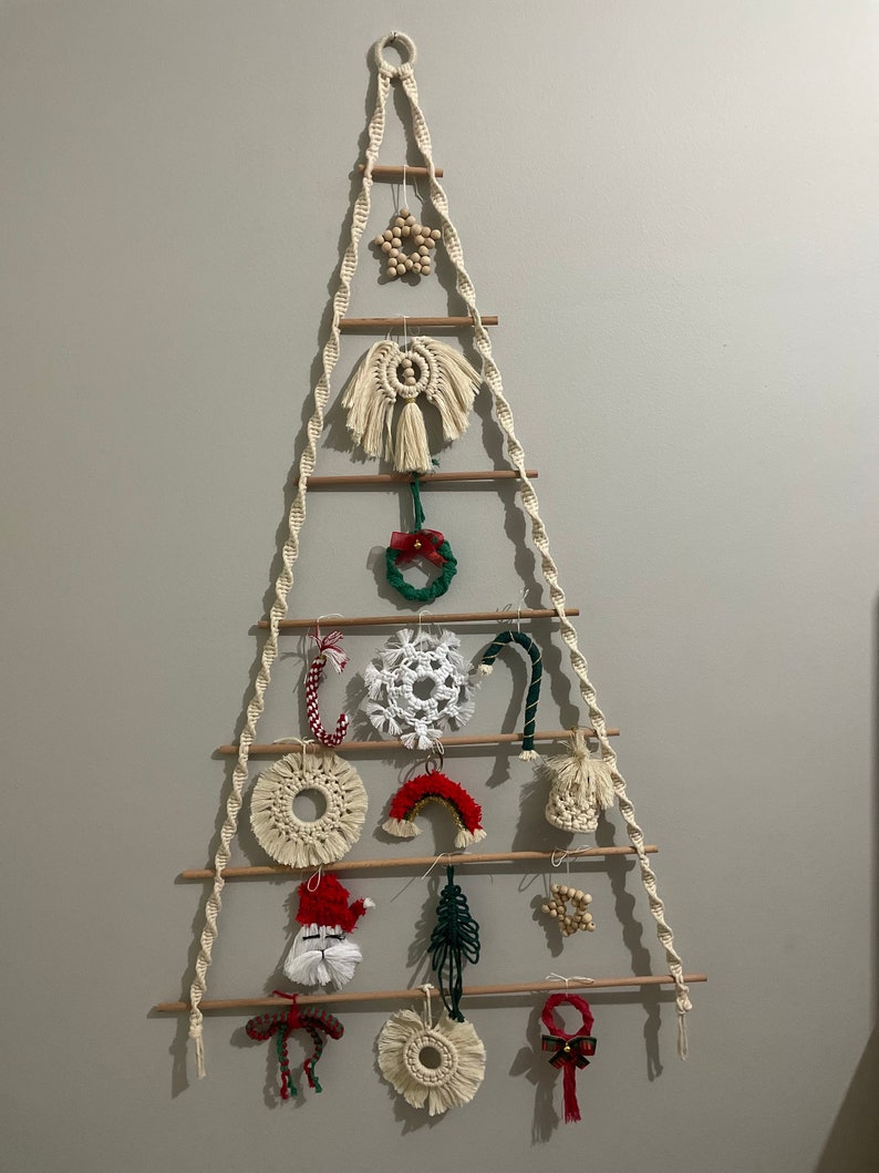 Boho Christmas Tree ,Modern Christmas, Unique hanging Tree, Holiday decor, Wooden Christmas decor, Macrame Christmas Tree, Deco Noel, Big image 3