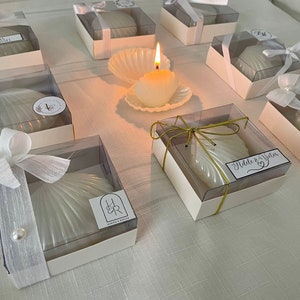 Personalized Wedding Oyster Candle Favors, Shell Candle Gifts Bulk, Candle Gift Box Set, Bridesmaid Candle, Bulk Babyshower Favors, Seashell