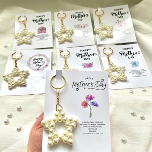 Bomboniere personalizzate all'ingrosso per la Festa della Mamma, portachiavi con perla a forma di stella, bomboniere personalizzate per la Festa della Mamma, regalo per la Chiesa per celebrare la mamma, bomboniera per eventi religiosi