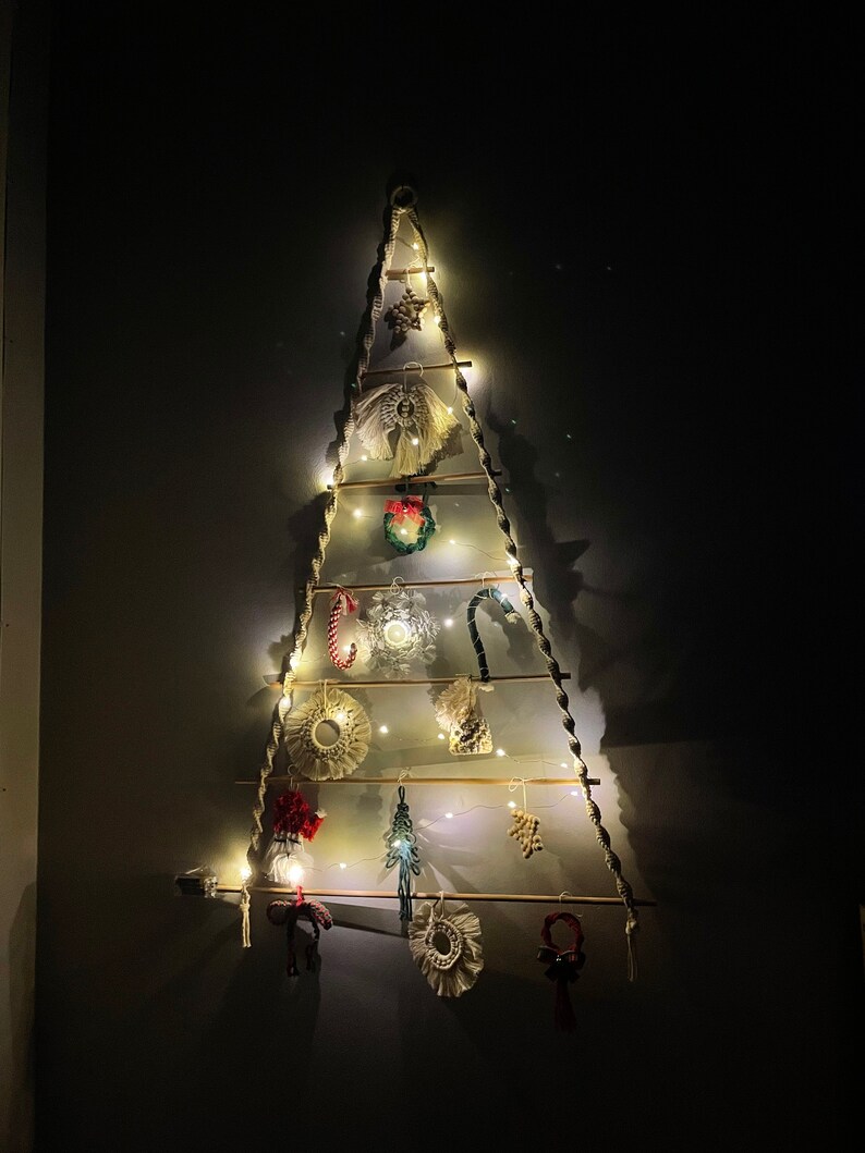 Boho Christmas Tree ,Modern Christmas, Unique hanging Tree, Holiday decor, Wooden Christmas decor, Macrame Christmas Tree, Deco Noel, Big image 1