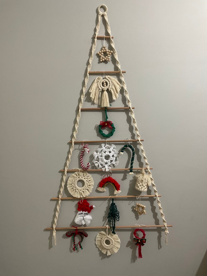 Boho Christmas Tree ,Modern Christmas, Unique hanging Tree, Holiday decor, Wooden Christmas decor, Macrame Christmas Tree, Deco Noel, Big image 6