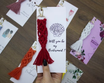 Will You Be My Bridesmaid Gifts, Tie the Knot, Bridal Shower Macrame Keychain, Surprised Bridesmaid Proposal Favor, Bachelorette