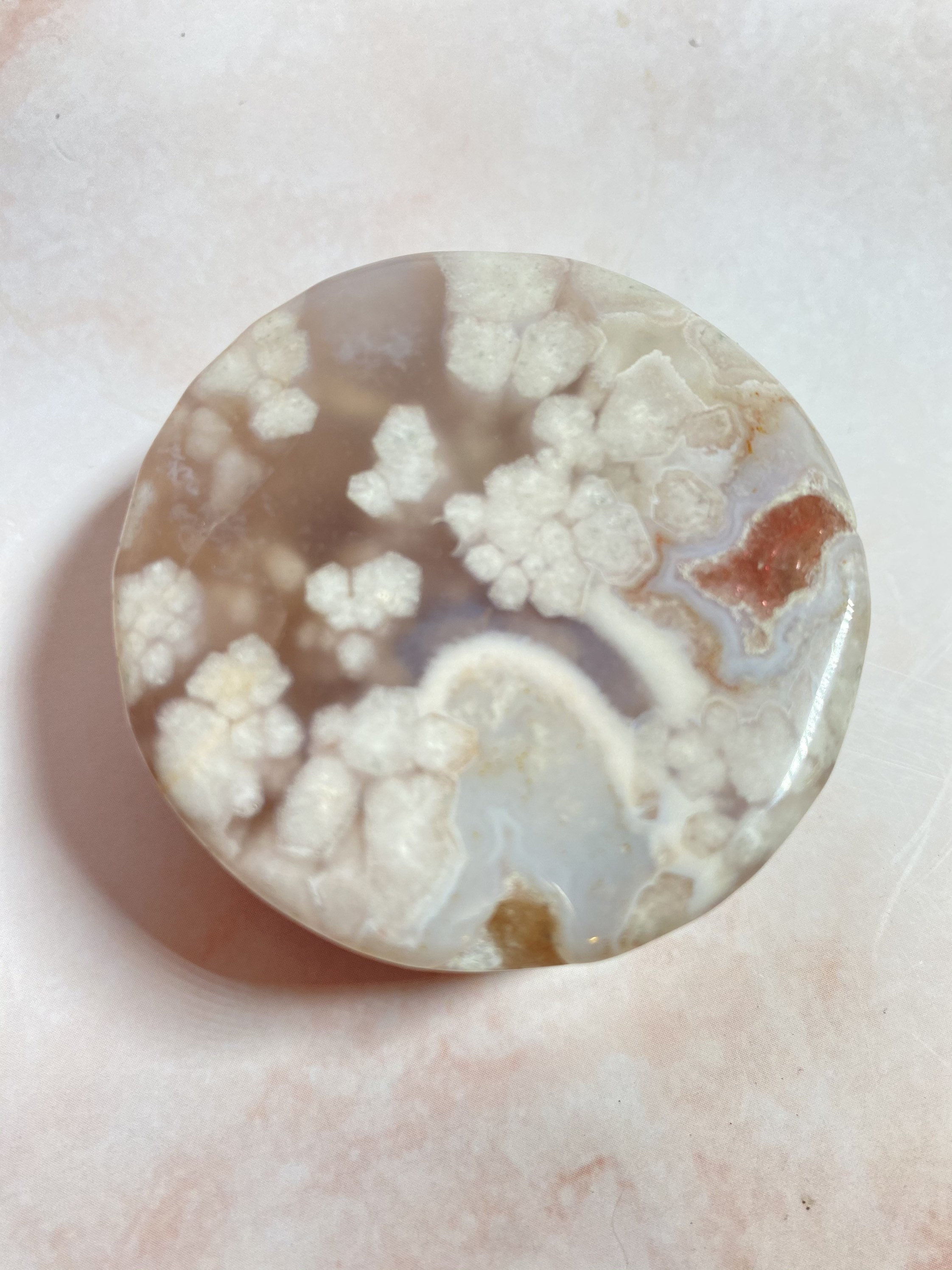 Small Flower Agate Disk Flower Agate Slab Flower Agate Etsy