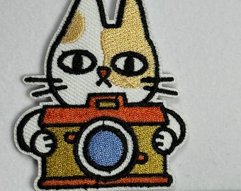 Rabbit camera iron-on embroidery patch