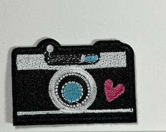 Camera iron-on embroidery patch