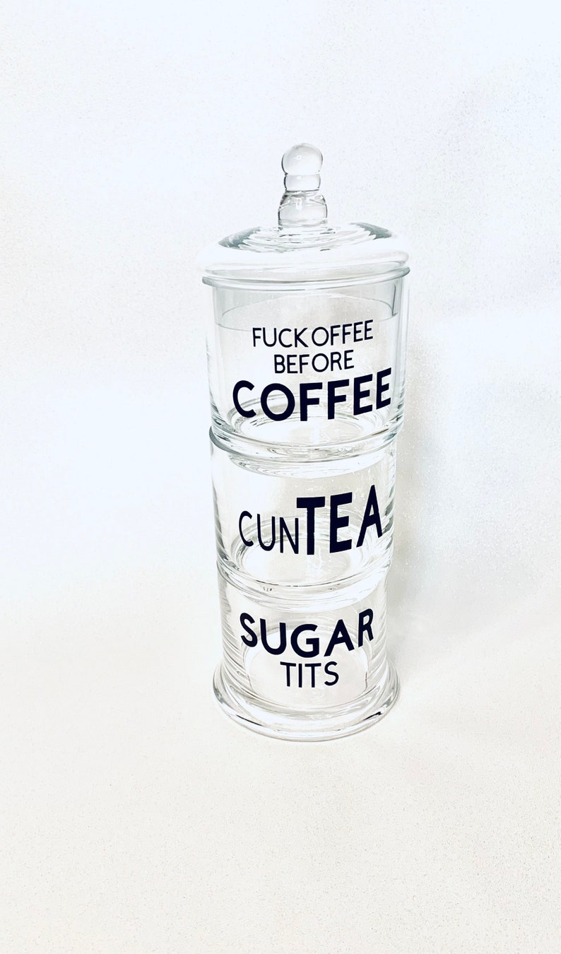 Rude Tea Coffee Sugar Stacking Jars Sugar Canister Tea Etsy UK