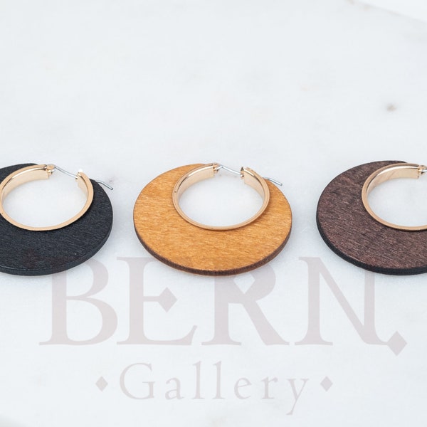 Boucles d'oreilles rondes en bois • Vintage • Bois • Cadeau pour elle • Fait main • Bohème • Boucles d'oreilles délicates • Boucles d'oreilles minimalistes • En bois • Boucles d'oreilles modernes