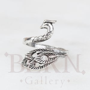 Silver Peacock Ring • Steampunk • Minimalist • Victorian • Antique • Silver • Hippie • Bohemian • Retro • Bird • Peacock • Feather • Phoenix