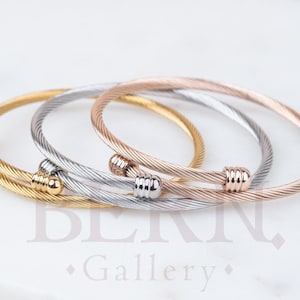 Stainless Steel Wire Bangle • Wire wrapped jewelry • Cuff bracelet • Rose gold • Gift for men • Silver bangle • Wrap • Wire • Boyfriend gift