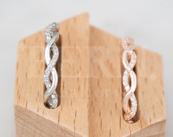 Gold Twisted Ring • 18K Gold • Twist Ring • Stacking Ring • Weaving Braid Ring • Twist Vine Ring • CZ Ring • Double Twist Ring • Rope Ring