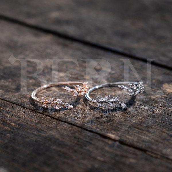 Olive Leaf Rings • Promise ring • Dainty ring • Love • Silver ring • Diamond ring • Rose gold • Gift for her • Stacking ring • Floral