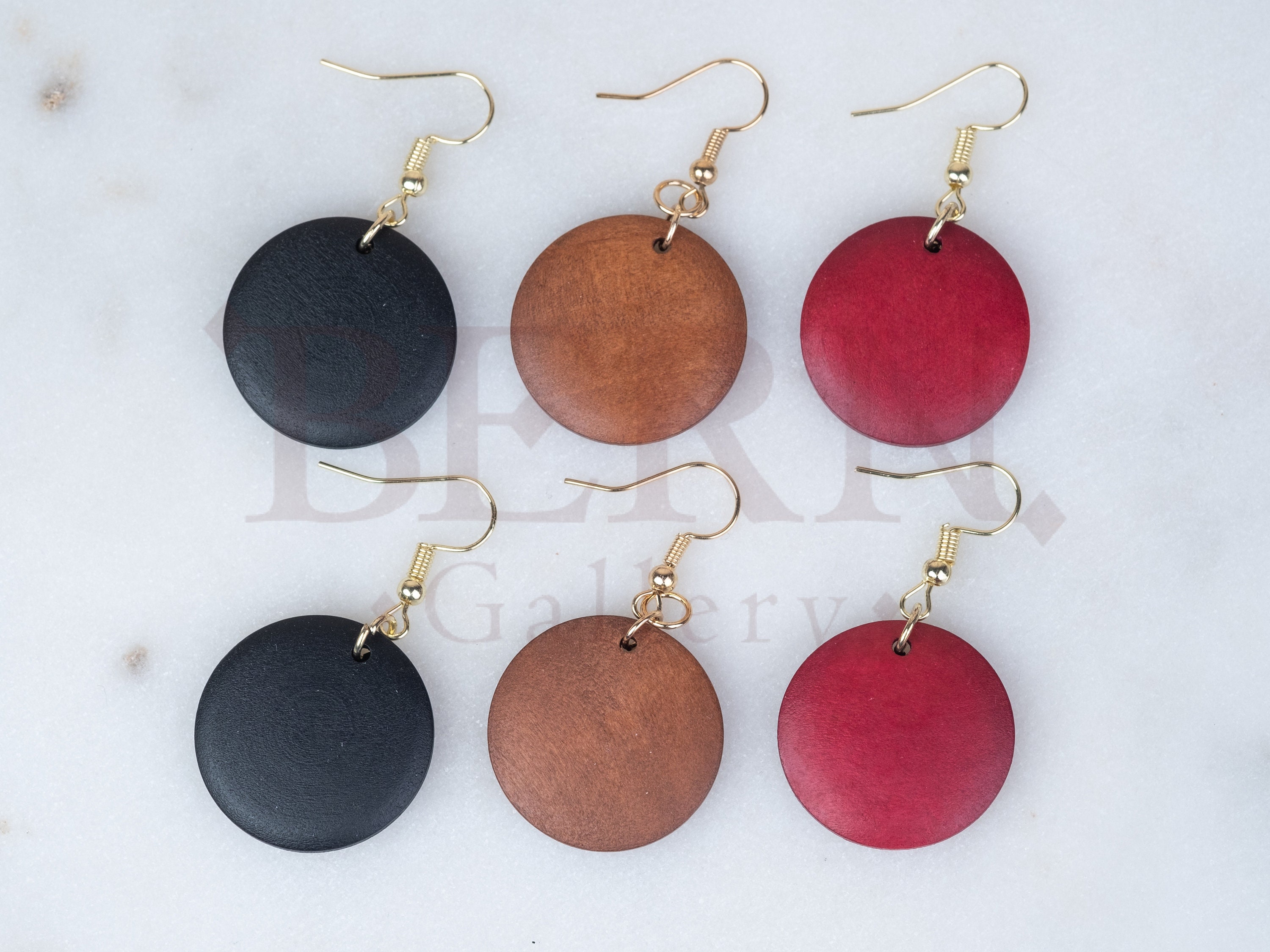 Round Wood Drop Earrings • Vintage • Gift for her • Wood • Circle • Handmade • Boho • Minimalist earrings • Wood earrings • Drop earrings