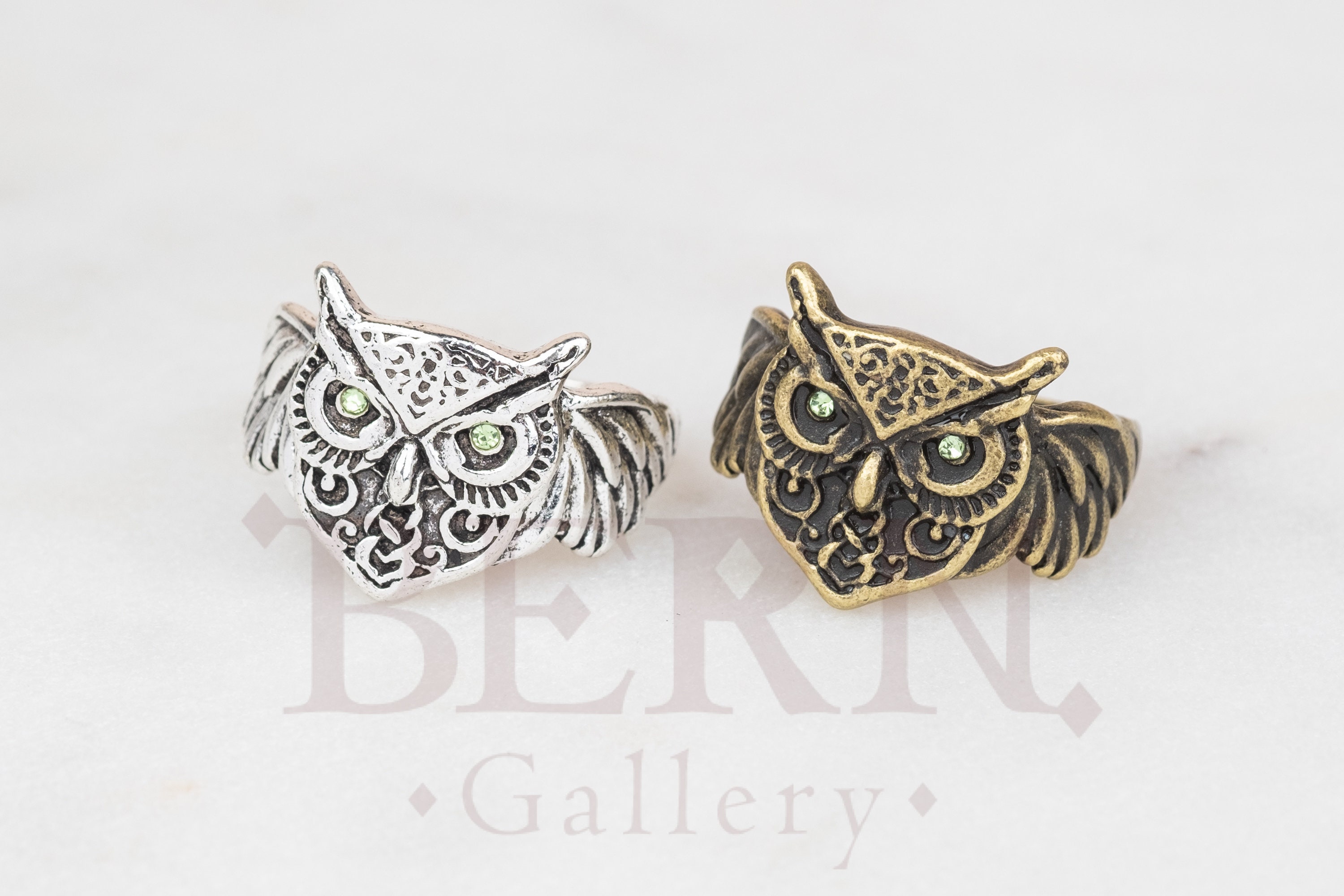 Sterling Silver Owl Huggie Ring • Vintage • Minimalist • Viking • Gothic •