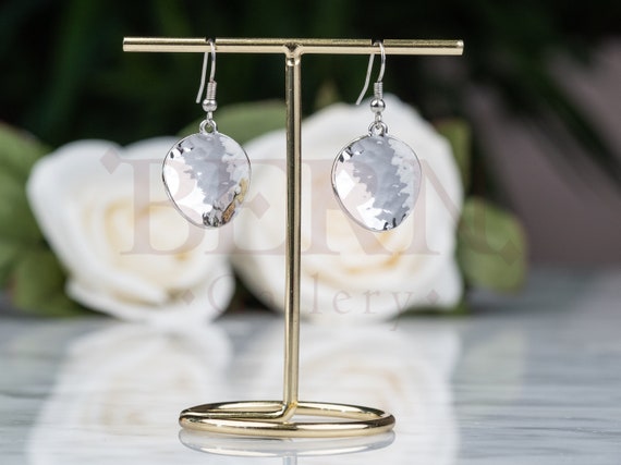 Sterling Silver Hammered Disc Earrings Simple Silver Earrings