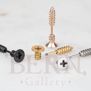 Clous d'oreilles à vis • Boucles d'oreilles en argent • Punk • Cadeau pour homme • Or • Hippie • Argent • Outils • Or rose • Unisexe • Cartilage • Bois • Noir