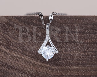 Diamond Bypass Pendant • Lucky • Gift for her • Boho • Diamond • Statement necklace • Silver necklace • Minimalist necklace • Princess