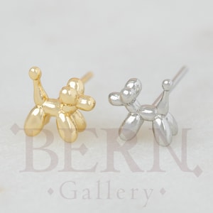 Tiny Ballon Poodle Stud Earrings • Art • Boho • Dog • Gold earrings • Silver earrings • Silver • Gold • Miniature • Ballon • Animal • Poodle