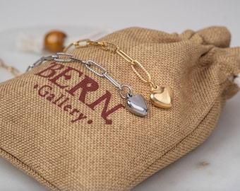 Heart Bracelet • Valentines • Boho • Couples gift •  Personalized gift • Trending now • Anklet • Gift for her • Chain • Heart • Silver