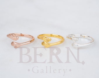 Minimalist Hug Ring • Sterling silver couple hug ring • Boho • Silver ring • Love • Rose gold • Gold • Claddagh ring • Couple ring • Palm