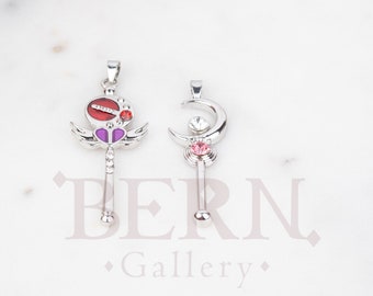 Silver Spiral Moon Wand Necklace • Cosplay • Anime • Sailor moon • Kawaii • Crown • Moon • Gift for her • Angel • Celestial • Heart • Wand
