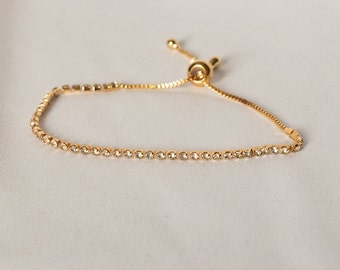 Simulated Diamond Adjustable Tennis Bracelet in 14k Gold Vermeil | April Birthstone