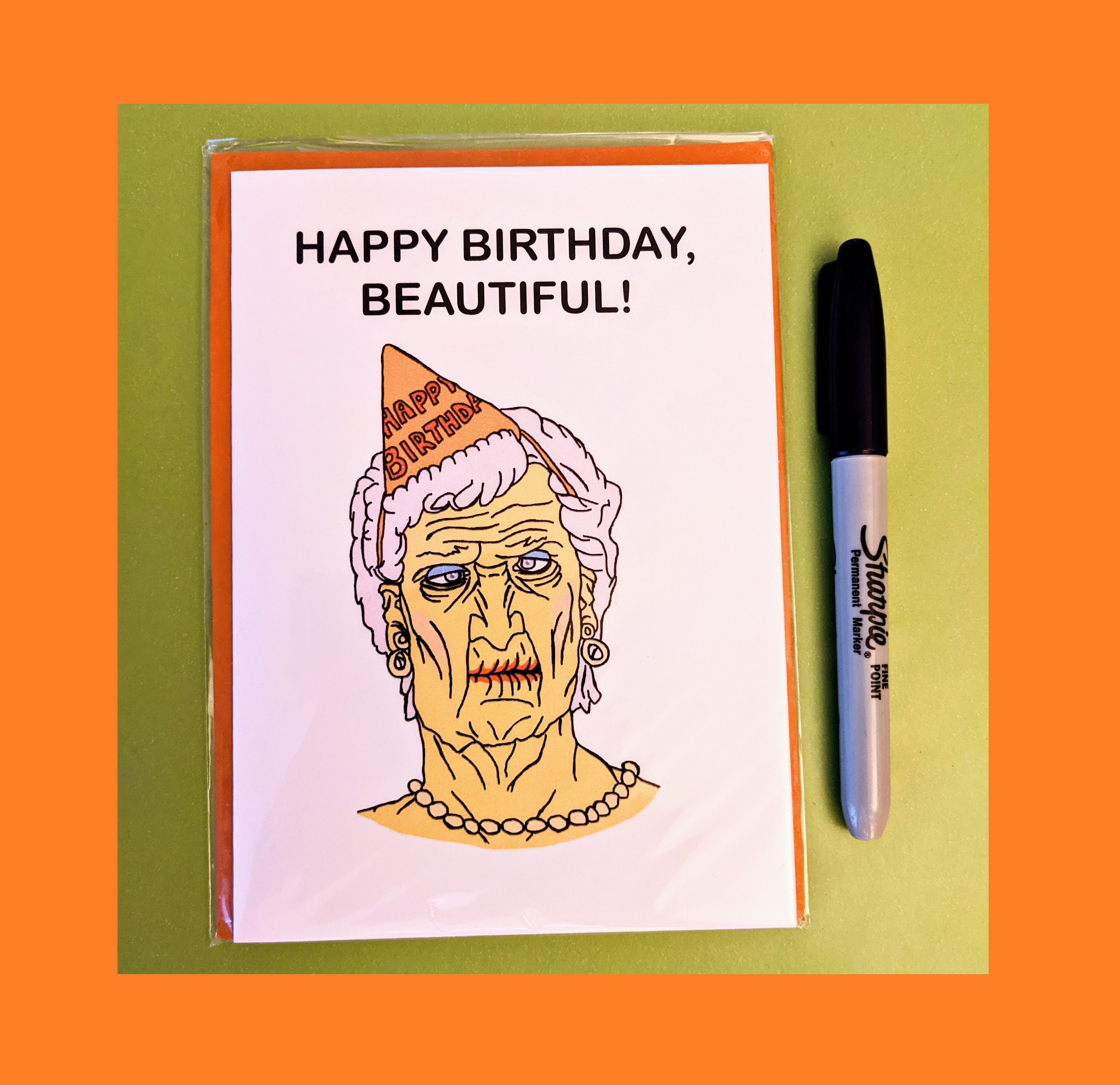 Feliz cumpleaños hermosa tarjeta divertida de la anciana Etsy