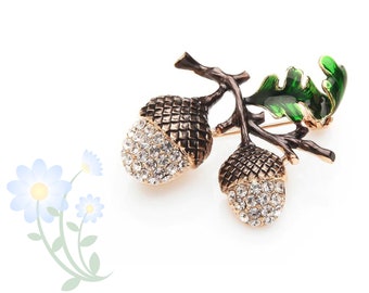 Rhinestone Pineapple Brooches For Women Enamel Fruits Party Casual Brooch Pins, Men Women's Alloy Plants Weddings Banquet Party Oak Acorns