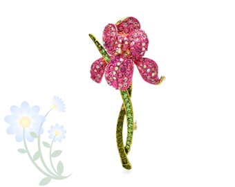 Broche de orquídea rosa, broches de flores de orquídea de diamantes de imitación Nuevo diseño belleza flor fiesta broche de oficina pin regalos