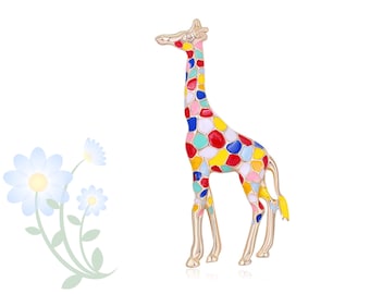 Enamel Giraffe Brooches for Women Cute Animal Pin Fashion Jewelry Gold Color Gift For Kids Exquisite Broches