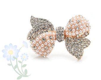 Espumoso diamante de imitación perla bowknot Broocohes para mujeres Flores Bodas Fiesta Oficina Broche Pines Regalos