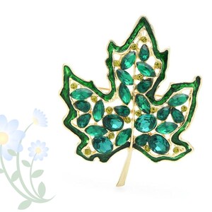 Brooches Rhinestone Maple Leaf Metal Brooches Women Unisex Enamel Flower Party Office Brooches Pins Gifts Brooches image 1