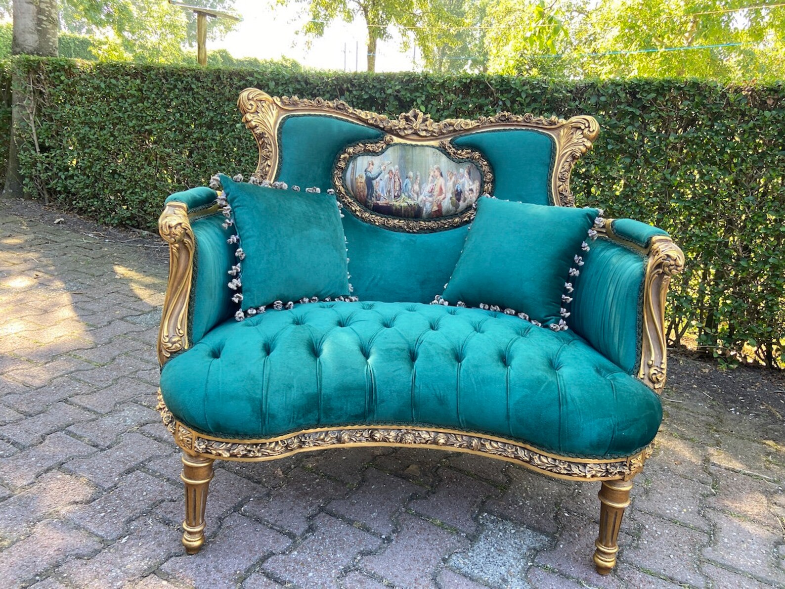 1990's Settee in French Louis XVI Corbeille of Gold Leaf Etsy
