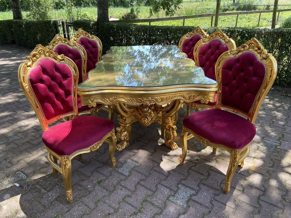Italian Baroque Style Dining Table With 6 Dining Chairs Etsy